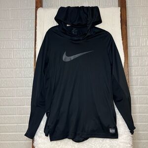 Nike Dri-Fit Elite Hooded Men’s Large Black Logo Pullover Long Sleeve